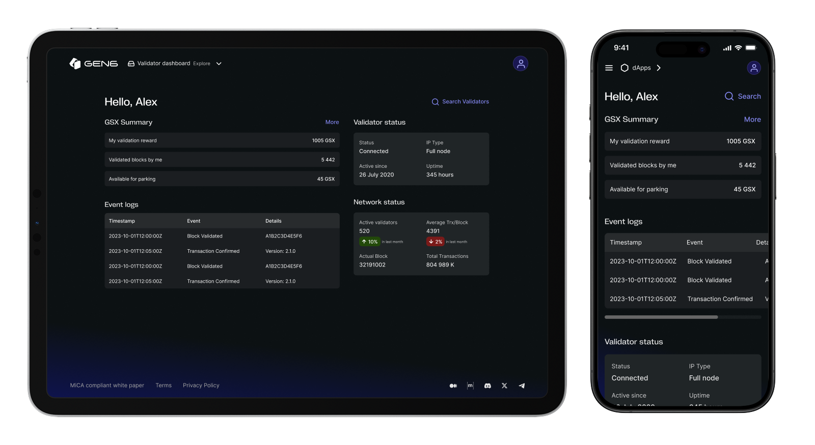 GEN6 validator dashboard